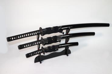 Snake Samurai-Schwerter-Set mit 12-mal gefalteter Damaststahl Klingen, Saja mit Schlangenhaut