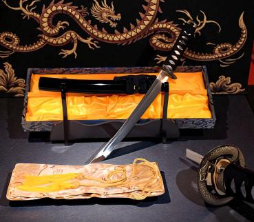 Dragon Tanto mit 12-mal gefalteter Damast-Klinge Feng Lin Handgeschmiedetes Samurai Schwert