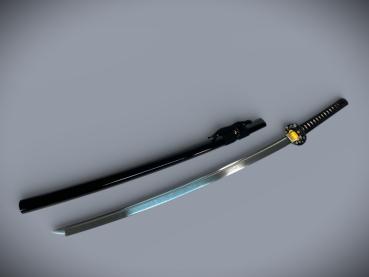 Golden Flower Katana mit 12-mal gefalteter Damast-Klinge Feng Lin Handgeschmiedetes Samurai Schwert