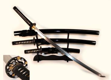 Golden Flower Handgeschmiedetes Samurai Schwerter-Set mit 12-mal gefalteter Damast-Klinge von Feng Lin