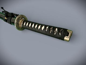 Dragon Wakizashi mit 12-mal gefalteter Damast-Klinge Feng Lin Handgeschmiedetes Samurai Schwert