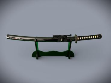 Preview: Golden Flower Wakizashi mit 12-mal gefalteter Damast-Klinge Feng Lin Handgeschmiedetes Samurai Schwert