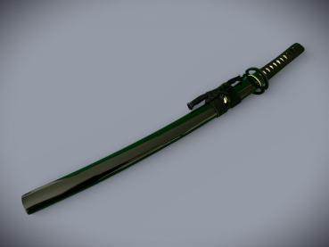 Musashiichi Wakizashi mit 12-mal gefalteter Damast Klinge Feng Lin Handgeschmiedetes Samurai Schwert