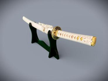 Preview: Sujin Wakizashi mit 12-mal gefalteter Damast Klinge Feng Lin Handgeschmiedetes Samurai Schwert