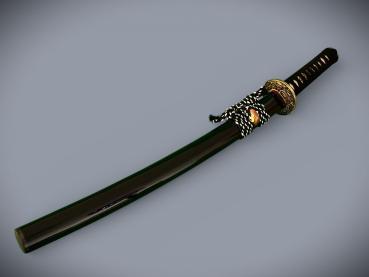 Preview: Dragon Head Wakizashi mit 12-mal gefalteter Klinge Handgeschmiedetes Feng Lin Samurai Schwert