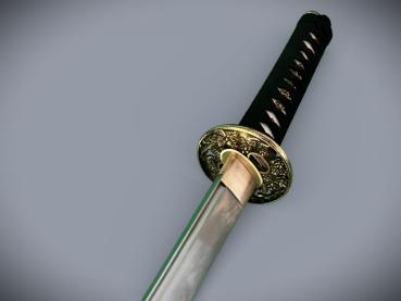 Dragon Head Wakizashi mit 12-mal gefalteter Klinge Handgeschmiedetes Feng Lin Samurai Schwert