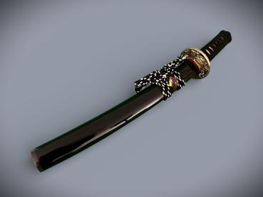 Preview: Dragon Head Tanto mit 12-mal gefalteter Klinge Handgeschmiedetes Feng Lin Samurai Schwert