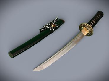 Dragon Head Tanto mit 12-mal gefalteter Klinge Handgeschmiedetes Feng Lin Samurai Schwert