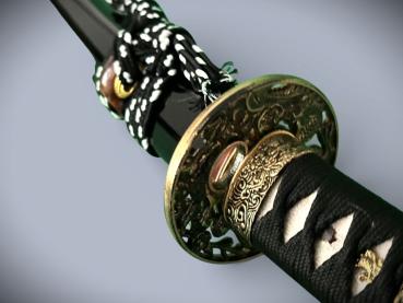 Dragon Head Tanto mit 12-mal gefalteter Klinge Handgeschmiedetes Feng Lin Samurai Schwert
