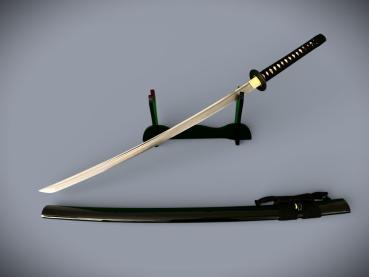 Preview: Genji Katana mit 12-mal gefalteter Damast Klinge Feng Lin Handgeschmiedetes Samurai Schwert