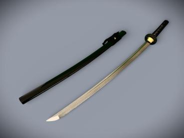 Genji Katana mit 12-mal gefalteter Damast Klinge Feng Lin Handgeschmiedetes Samurai Schwert