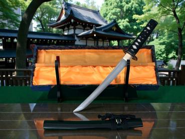 Musashiichi Tanto mit 12-mal gefalteter Damast Klinge Feng Lin Handgeschmiedetes Samurai Schwert