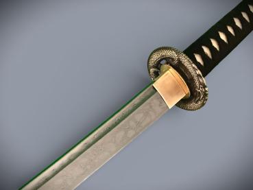 Dragon Katana mit 12-mal gefalteter Damast-Klinge Feng Lin Handgeschmiedetes Samurai Schwert