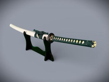 Preview: Saimei Katana mit 12-mal gefalteter Damast Klinge Handgeschmiedetes Samurai Schwert von Feng Lin