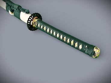 Saimei Katana mit 12-mal gefalteter Damast Klinge Handgeschmiedetes Samurai Schwert von Feng Lin