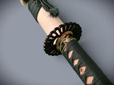 Saimei Katana mit 12-mal gefalteter Damast Klinge Handgeschmiedetes Samurai Schwert von Feng Lin