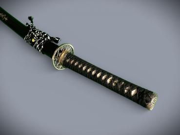 Bamboo Katana mit 12-mal gefalteter Damast Klinge Handgeschmiedetes Samurai Schwert von Feng Lin