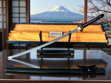 Fujisan Katana mit 12-mal gefalteter Damast Klinge Feng Lin Handgeschmiedetes Samurai Schwert