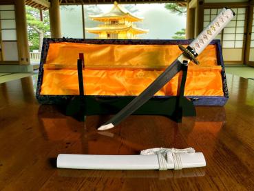 Sujin Tanto mit 12-mal gefalteter Damast Klinge handgeschmiedet von Feng Lin