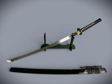 Preview: Black Mamba Katana mit 12 -mal gefaltete differenziert gehärteter Klinge  Handgeschmiedetes Samurai Schwert von Feng Lin