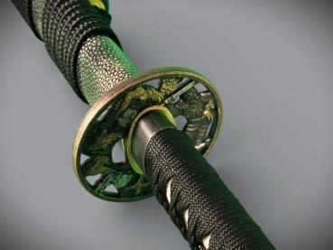 Black Mamba Katana mit 12 -mal gefaltete differenziert gehärteter Klinge  Handgeschmiedetes Samurai Schwert von Feng Lin