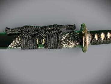 Black Mamba Katana mit 12 -mal gefaltete differenziert gehärteter Klinge  Handgeschmiedetes Samurai Schwert von Feng Lin