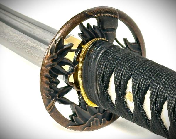 Seinei Katana mit 12-mal gefalteter Damast Stahl Klinge Handgeschmiedetes Samurai Schwert der Serie FENG LIN