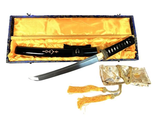 Feng Lin Tanto mit 12-mal gefalteter Damast-Klinge Handgeschmiedetes Samurai Schwert