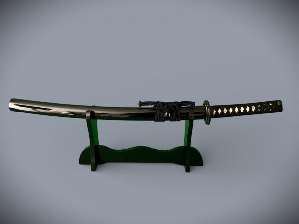 Musashiichi Wakizashi mit 12-mal gefalteter Damast Klinge Feng Lin Handgeschmiedetes Samurai Schwert