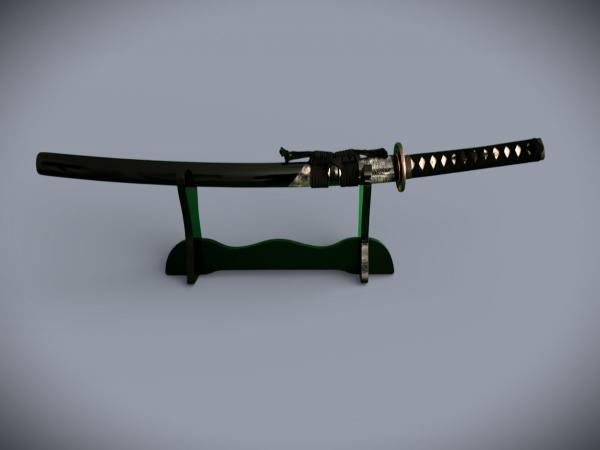 Snake Wakizashi mit 12-mal gefalteter Damaststahl Klinge, Saja mit Schlangenhaut