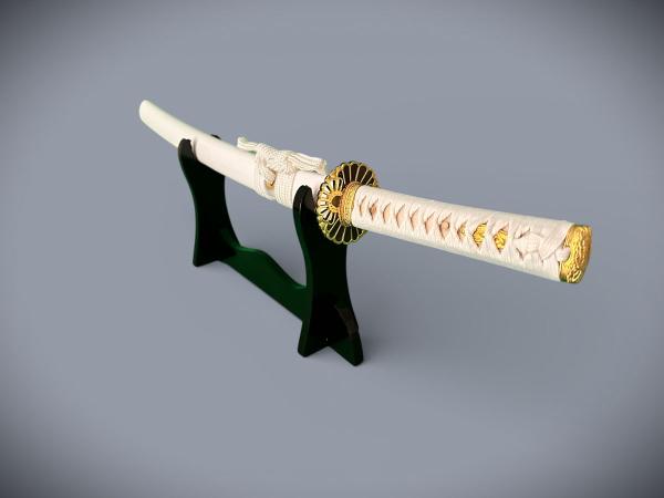 Sujin Wakizashi mit 12-mal gefalteter Damast Klinge Feng Lin Handgeschmiedetes Samurai Schwert