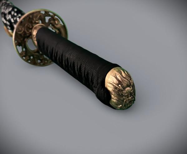Dragon Head Wakizashi mit 12-mal gefalteter Klinge Handgeschmiedetes Feng Lin Samurai Schwert