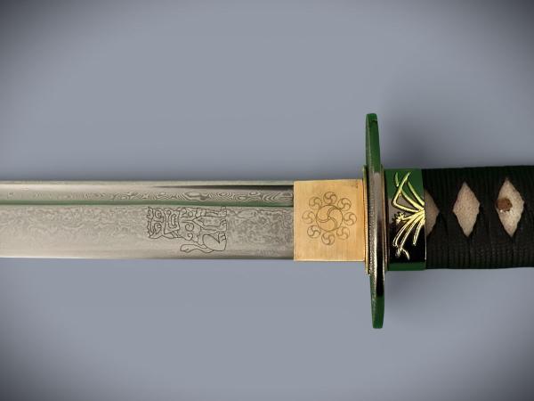 Kill Bill Hattori Hanzo Damast Katana mit 12-mal gefalteter Damast-Klinge Handgeschmiedetes Samurai Schwert