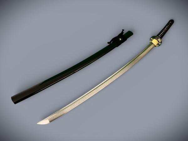 Suzaku Katana mit 12-mal gefalteter Damast Klinge Feng Lin Handgeschmiedetes Samurai Schwert