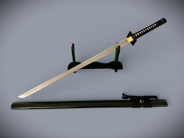 Ninja Katana mit 12-mal gefalteter Damast Klinge Feng Lin Handgeschmiedetes Samurai Schwert