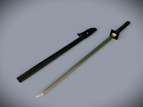 Ninja Katana mit 12-mal gefalteter Damast Klinge Feng Lin Handgeschmiedetes Samurai Schwert