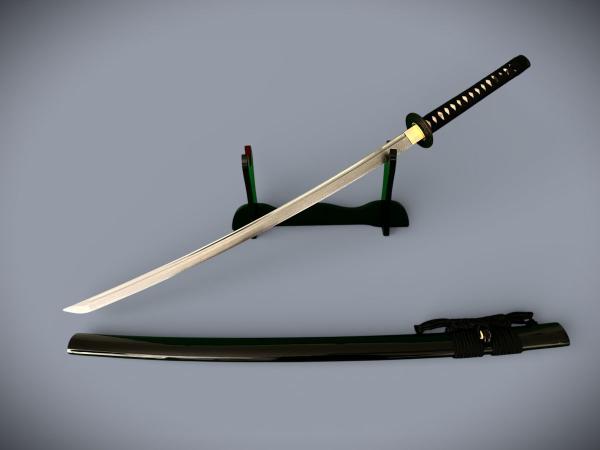 Genji Katana mit 12-mal gefalteter Damast Klinge Feng Lin Handgeschmiedetes Samurai Schwert