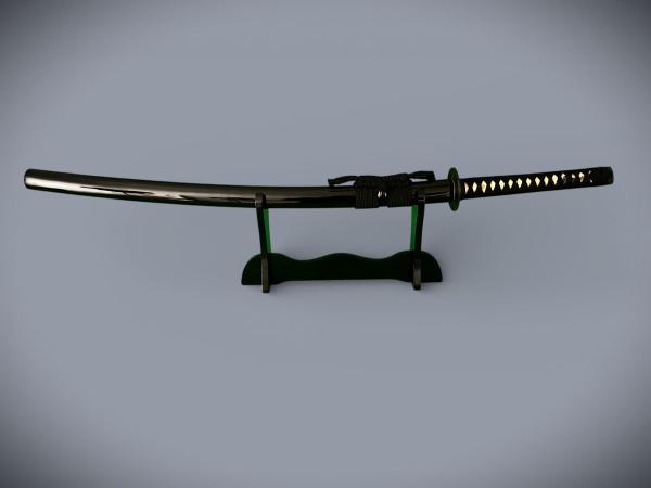 Genji Katana mit 12-mal gefalteter Damast Klinge Feng Lin Handgeschmiedetes Samurai Schwert