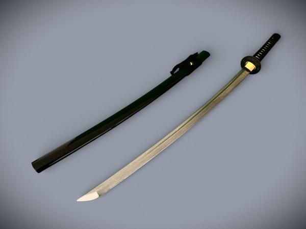Genji Katana mit 12-mal gefalteter Damast Klinge Feng Lin Handgeschmiedetes Samurai Schwert