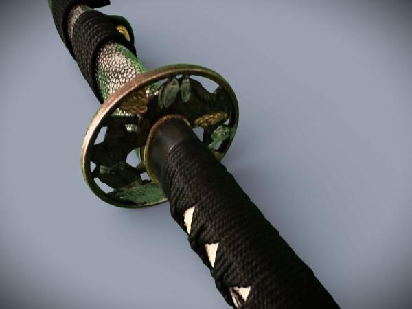 Snake Katana mit 12-mal gefalteter Damast-Klinge Feng Lin Handgeschmiedetes Samurai Schwert
