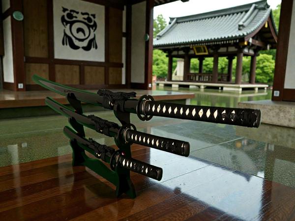 Musashiichi Samurai Schwerter-Set mit 12-mal gefalteter Damast Klinge von Feng Lin Handgeschmiedet