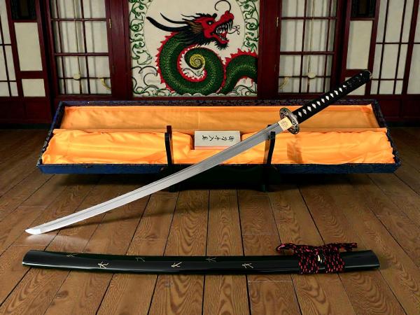 DRAGON SWORD Katana mit 12-mal gefalteter Damast Stahl Klinge Handgeschmiedetes Samurai Schwert von FENG LIN