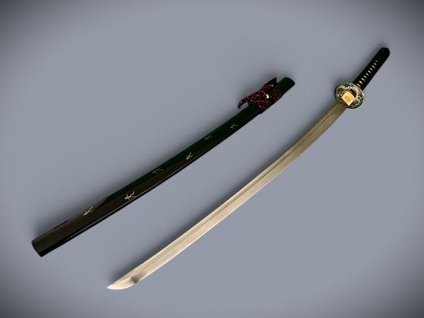 DRAGON SWORD Katana mit 12-mal gefalteter Damast Stahl Klinge Handgeschmiedetes Samurai Schwert von FENG LIN