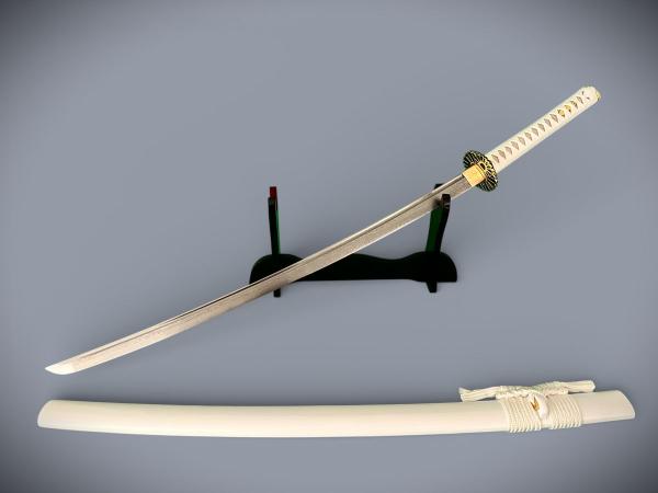 Sujin Katana mit 12-mal gefalteter Damast Klinge Handgeschmiedetes Samurai Schwert von Feng Lin