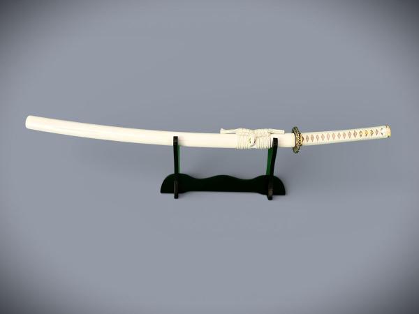 Sujin Katana mit 12-mal gefalteter Damast Klinge Handgeschmiedetes Samurai Schwert von Feng Lin