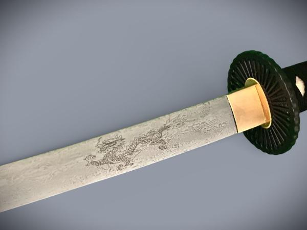 Takakura Katana mit 12-mal gefalteter Damast-Klinge Feng Lin Handgeschmiedetes Samurai Schwert