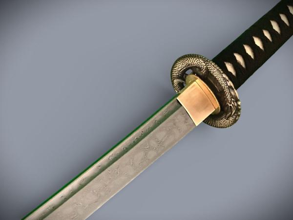 Dragon Katana mit 12-mal gefalteter Damast-Klinge Feng Lin Handgeschmiedetes Samurai Schwert