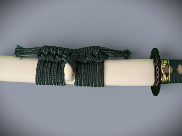 Saimei Katana mit 12-mal gefalteter Damast Klinge Handgeschmiedetes Samurai Schwert von Feng Lin