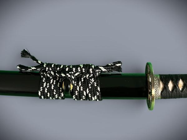 Bamboo Katana mit 12-mal gefalteter Damast Klinge Handgeschmiedetes Samurai Schwert von Feng Lin