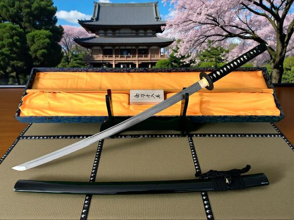Daimyo Katana mit 12-mal gefalteter Damast Klinge Feng Lin Handgeschmiedetes Samurai Schwert